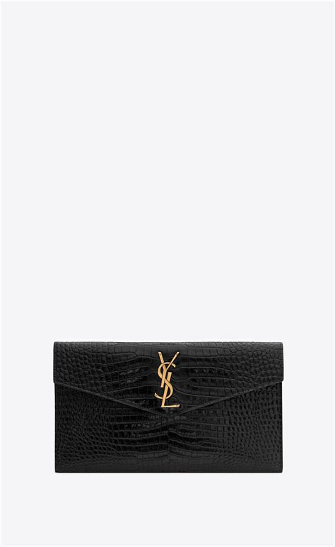 pochette ysl in pelle di coccodrillo franzese|Pochette in pelle effetto coccodrillo Monogramme SAINT .